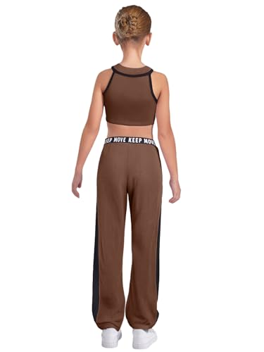 Kids Girls Tracksuits Workout Sports Suit 2 Piece Crop Tank Top And Sweatpants Sets Hip Hop Street Dancewear4