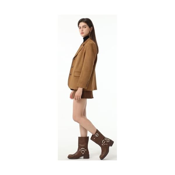 Ababalaya Women's Faux Suede Blazer Thick Jacket 2024 Fall Fashion Casual Coat - Image 6