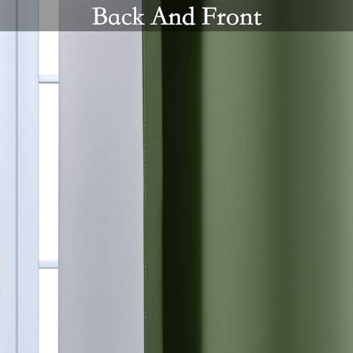 Image of SimpleHome Ombre Room Darkening Curtains for Bedroom, Gradient Sage Green to Grey White Light Blocking Thermal Insulated Grommet Window Curtain /Drapes for Living Room,2 Panels, 52x63 inches Length