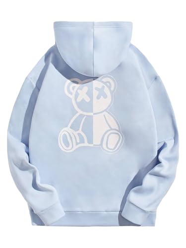 GORGLITTER Men's Y2K Graphic Hoodie Long Sleeve Drawstring Hooded Sweatshirt Thermal Pullover Tops