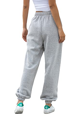 Women's Cinch Bottom Sweatpants Pockets High Waist Sporty Gym Athletic Fit Jogger Pants Lounge Trousers (Grey A, M) #TOP3