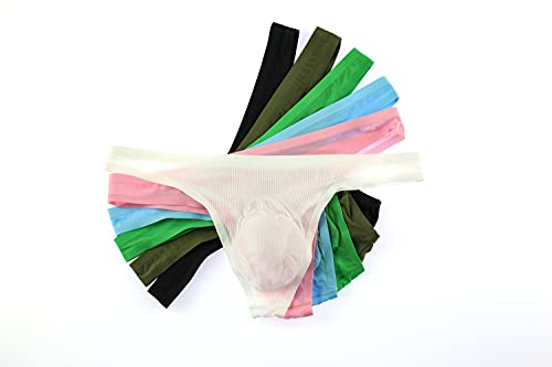 Swbreety Mens Ice Silk Thongs Underwear Low Rise Bulge Pouch G-String Thong Traceless Briefs2