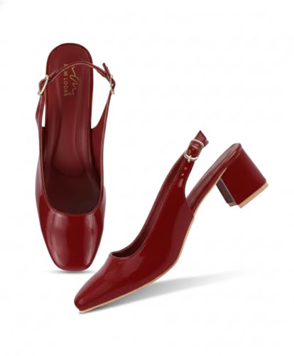 Image of JM LOOKS Women's Slingback Closed Toe Block Chunky Low Heel Pumps - 2. Inches Office Wedding Party Dress Shoes