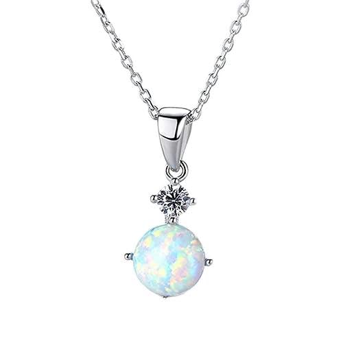 Collier opale ronde pour femme en argent 925 maille jante