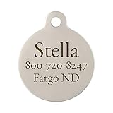 DogIDs Personalized Round Circle Dog Identification Tag, Custom Laser Engraved Double Sided ID Tag w