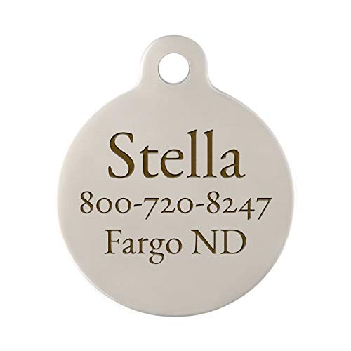 Dogids Personalized Round Circle Dog Identification Tag, Custom Laser Engraved Double Sided Id Tag With S-Hook And Split Ring - Stainless Steel, Large,: 1 1/4 In #TOP8