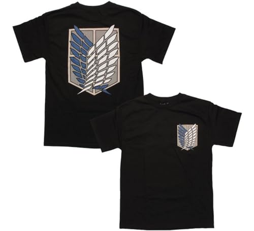 Ripple Junction Attack on Titan Survey Corps Adult Unisex T-Shirt, Black, XXL