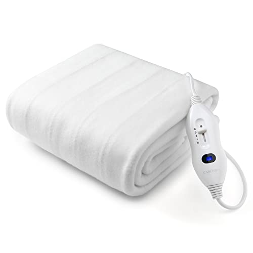 CAROMIO Wärmeunterbett 150x80cm Elektrische Heizdecke mit beleuchteter Anzeige,3 Temperaturstufen Wärmedecke für Bett,Waschbare Wärmebettunterlage TÜV SÜD GS geprüft,Heizunterbett aus Vlies,Weiß Cover
