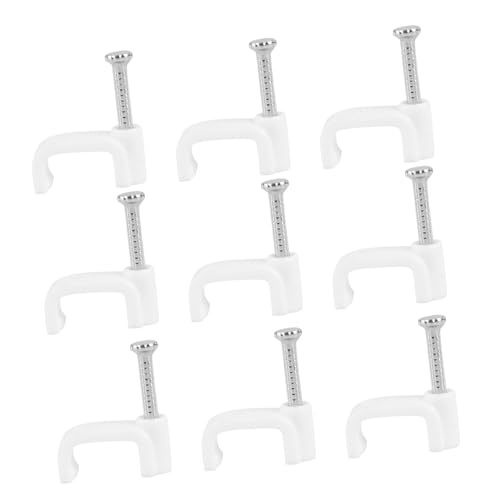 PERSELOSO 500個 強化型ケーブルクリップ 耐衝撃 耐腐食のスチール釘 プラスチック製 電話線 イーサネットケーブル壁固定用 簡単釘打ち配線収