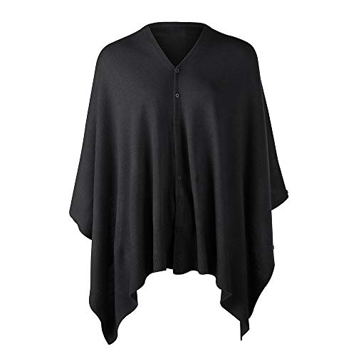 Womens Poncho Sweater Versatile Knit Scarf Wrap with Buttons Solid Shawl Cape Cardigan Gifts for Women2