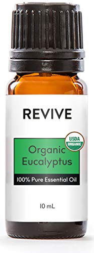 Revive Essential Oils USDA Certified Organic Eucalyptus - 100% Pure Therapeutic Grade, for Diffuser, Humidifier, Massage, Aromatherapy, Skin & Hair Care - Unrefined Oils with No Fillers.