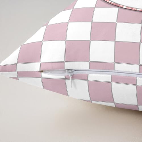Image of Erosebridal Pink Initial G Throw Pillow Covers 20x20 Set of 2 Kawaii Plaid Checkered Cushion Cover Cute Personalized Monogram Throw Pillow Case for Bed Couch Sofa Fashion Grids Gingham Home Decor