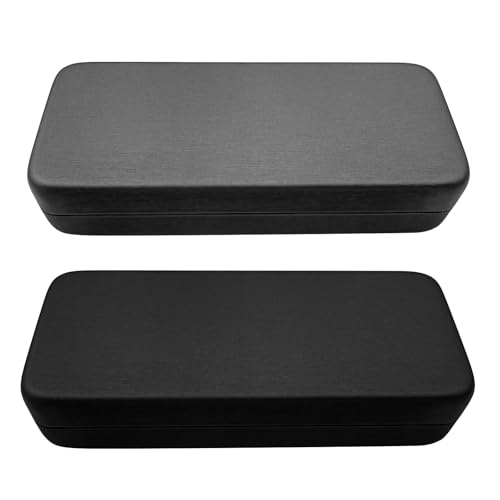 Image of 2 Pcs Hard Shell Eyeglasses Case,PU Leather Unisex Hard Glasses Case (grey)