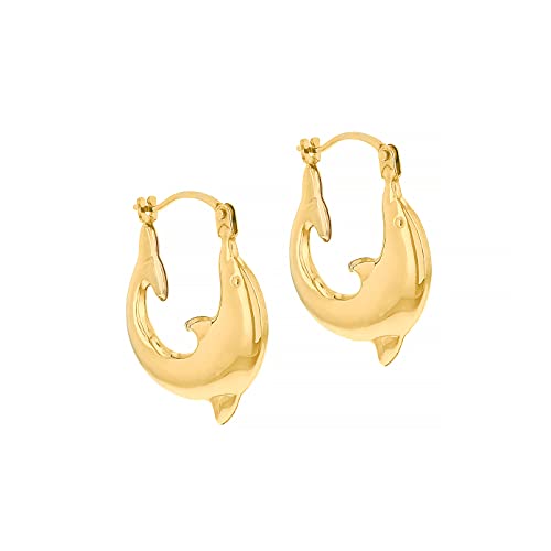 CARISSIMA Boucles d’oreilles créoles dauphin en or jaune 9 ct pour femmes