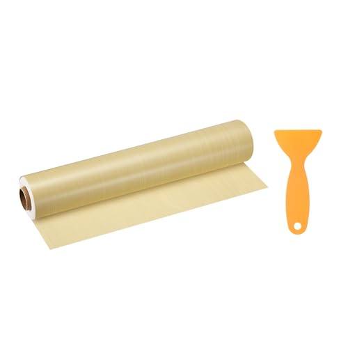 Image of HARFINGTON Wood Grain Repair Tape 11.8 Inch x 33ft Self Adhesive Repair Patch Tape Simulated Wooden Floor Tapes with Plastic Scraper for Tables Doors Windows Furniture, Yellow Fir