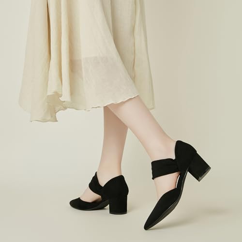 Women's Pumps Closed Toe Low Chunky Heels Dress Shoes for Women Comfortable Dressy Party Wedding Bridal Shoes3