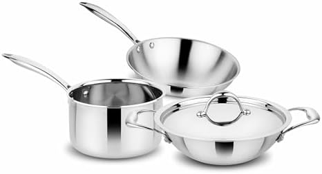 Pristine Tri Ply Induction Base Cooking Essential Steel Cookware main image 0