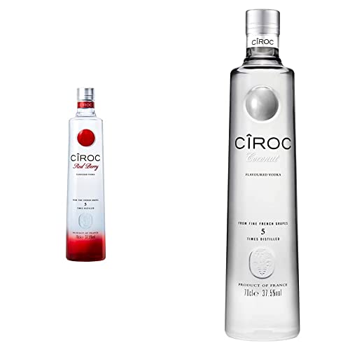 Cîroc Red Berry Vodka aux arômes naturels de Fruits rouges 70 cl & Coconut Vodka aux arômes naturels de Noix de coco 70 cl
