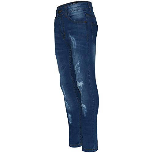 Boys Stretchy Jeans Kids Ripped Mid Blue Denim Skinny Pants Jeans Trousers 5-13-14Y2