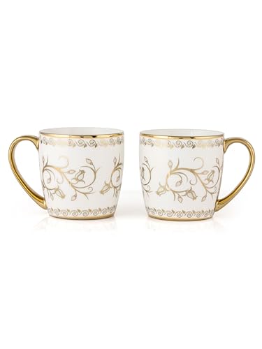 Image of JCPL Fine Ceramic Gold Printed Tea /Coffee Mugs Sets of 6-200 ml Each (Alton E601)