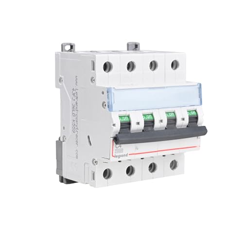 Image of Legrand DX 1A Four Pole MCB C Curve 10kA | 3-Phase + Neutral Miniature Circuit Breaker | ISI Marked IS /IEC 60898-1 | Overload & Short Circuit Protection for Industrial & Commercial Use