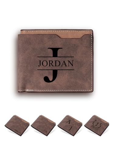 Custom Wallets for Men Personalized Leather Wallets for Mens Engraved Wallets Personalized Gifts for Men Dad Husband Birthday Anniversaries Father's Day