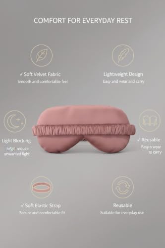 Image of Eye Mask for Sleeping for Women, Velvet Super Soft Sleep Mask Blind Fold for Comfortable Sleep, Travelling, Meditation & Relaxation, Eye Pad for Girls, Blind Fold for Sleeping - Peach (Pack of 1)
