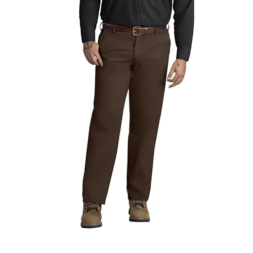 Red Kap Men's Stain Resistant, Flat Front Work Pants, Brown, 28W x 34L