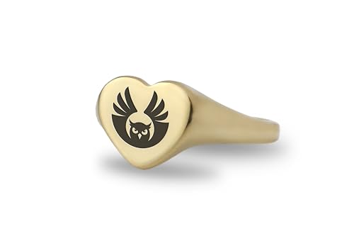 Bague signet hibou en or résistant à l'oxydation pour peau sensible