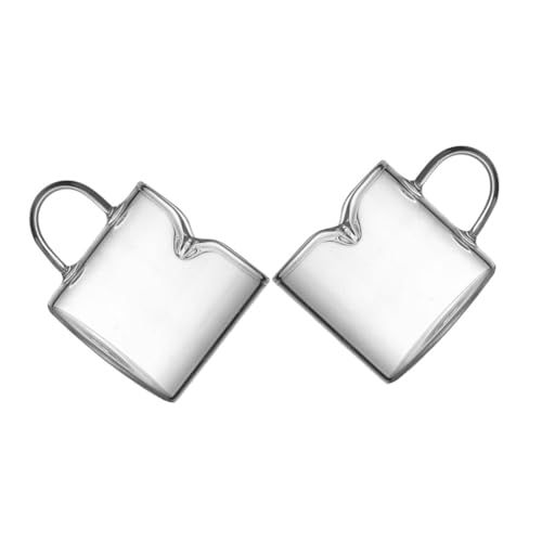Unomor 2Pcs Double Spout Espresso Cups Set Clear Glass Measuring Pitcher with Handle for Home Bar Office Use Stylish and Versatile Coffee Accessories