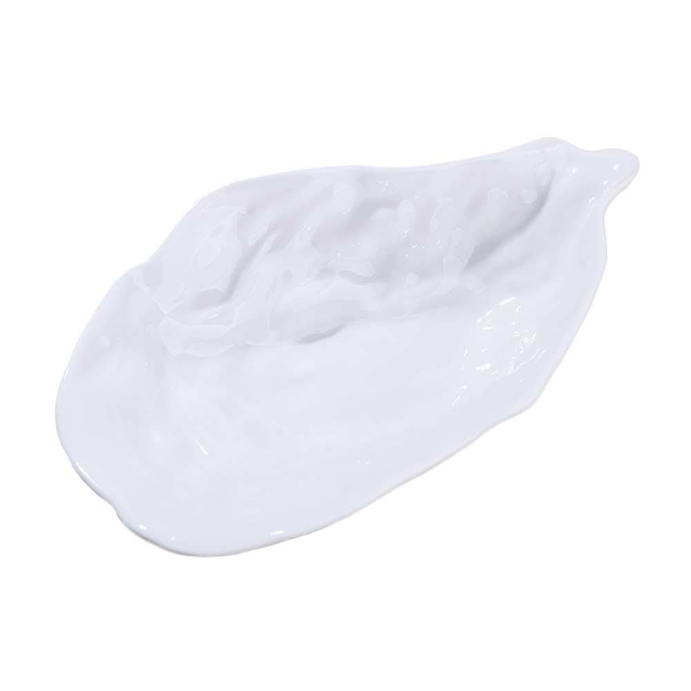 Piatto in ceramica a forma di conchiglia, piatto per insalata, vassoio per snack e dessert, piatto in ceramica a forma di ostrica, ciotola decorativa in ceramica (XL, bianco)