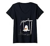 Photo Gallery donna carino spooky book lover bookworm halloween ghost reading maglietta con collo a v Photo Gallery donna carino spooky book lover bookworm halloween ghost reading maglietta con collo a v