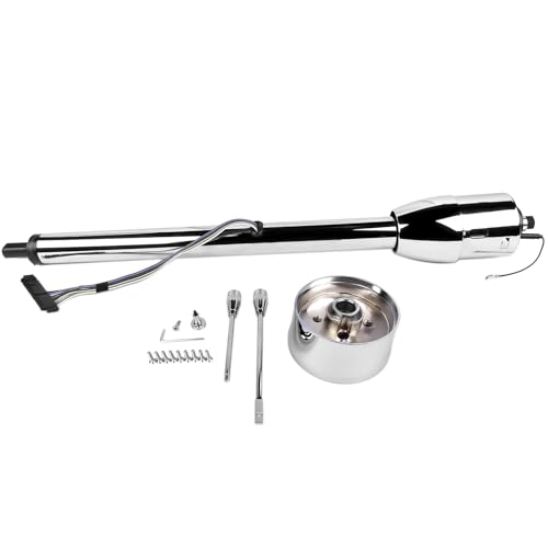GELUOXI Replacement for GM 32 Inch Tilt Manual Steering Column Floor Shift Hot Rod with 9 Holes Adapter, NO Key, Chrome Stainless Steel by GELUOXI - Used condition - Image 2