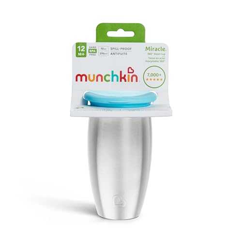 Munchkin Miracle Stainless Steel 360 Sippy Cup, Blue, 10 Ounce, 283 Ml