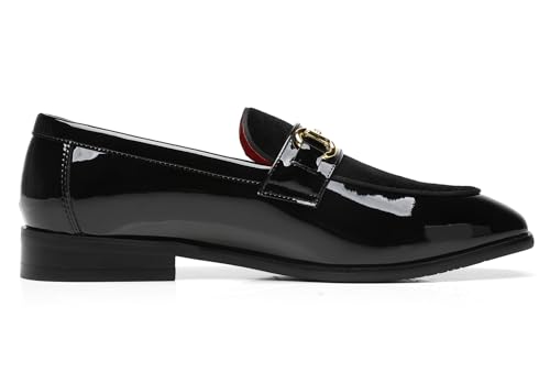 ELANROMAN Mens Dress Loafers Classic Patent Velvet Penny Tuxedo Shoes3