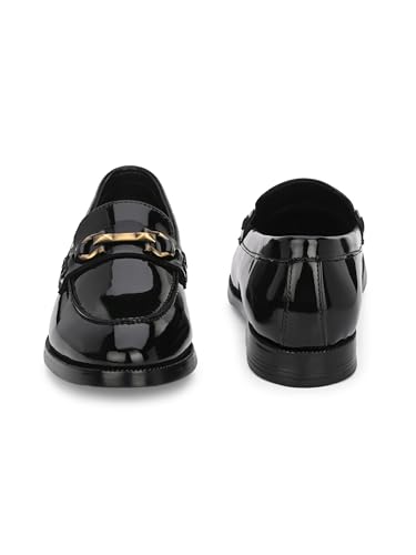 Image of STANPHORD Men Formal Loafer Shoes | Patent Faux Leather Slip-On | Cushioned Insole | Office Business Wedding Lightweight Dress Shoes (TPAL 8019)