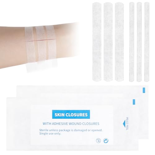 HENGBIRD 32 PCS Puntos de Aproximación Adhesivos para Heridas Cierres de Piel Apositos Adhesivos Tiritas para Asegurar y Cerrar Pequeños Cortes y Heridas Apósitos para Kits de Primeros Auxilios