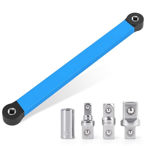 Image of QUICKWOLF Offset Extension Wrench Set, 3 /8 Inch Offset Extension Wrench, Off Set Extension Wrench, Tight Reach Extension Wrench, Slim Offset Extension with 1 /4 inch, 3 /8 inch, 1 /2 inch Adapters for Tight Spaces