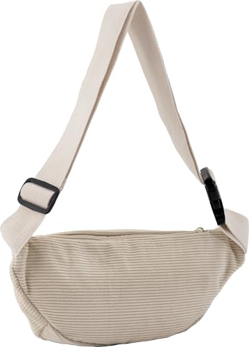 EBERHARD FABER 577672 - Bauchtasche Cord beige, Gürteltasche mit großem Hauptfach und Frontfach, Umhängetasche Damen und Herren