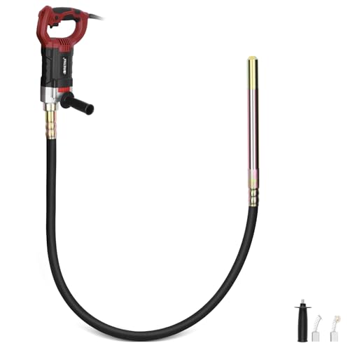 Betonrüttler 1800W mit 2m SCHLAUCHLÄNGE, Elektro Betonverdichter, 35 mm Flaschenrüttler, Rührwellendrehzahl 6000 U/min, Beton Rüttelflasche mit Tragegriff