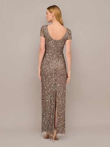 Image of Adrianna Papell Women's Beaded Short Sleeve Gown