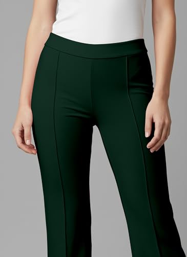 Image of Mehrang Cotton Blend Bootcut Parallel Trouser Pants for Women Regular Fit, Bellbottom Straight Pants for Womens
