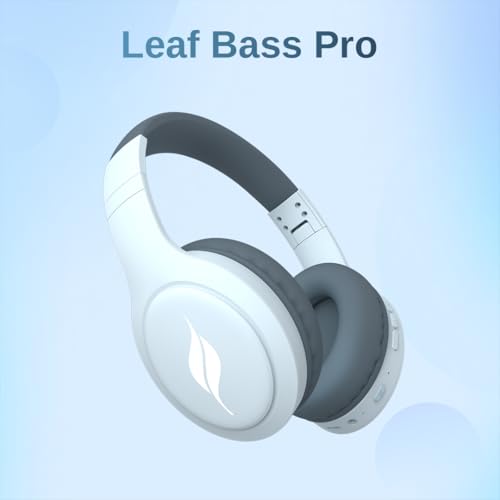 Image of Leaf Bass Pro Bluetooth Wireless Over Ear Headphones with Mic, 50 Hours Battery Life, Dual Paring, Super Soft Cushions and Deep Bass (Carbon Black)
