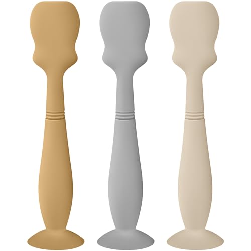 Image of Baby Diaper Cream Spatula Applicator Set - 3Pack Soft Silicone Baby Butt Paste Spatula (Large Size, Cream/Gray/Mustard Yellow)
