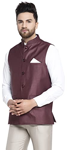 Maple Clothing Men's Nehru Jacket Solid Color Indian Traditional Vest Modi Waistcoat Bandhgala2