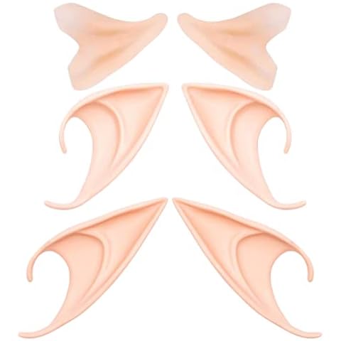 3 Pairs Elf Ears, FUKPO Latex Elf Ears Adult Fairy Ears Soft Pointed Prosthetic Goblin Ears Anime Dress Up Costume Accessories, Elf Ears Kids Pixie Ears Christmas Halloween Cosplay Masquerade Cover