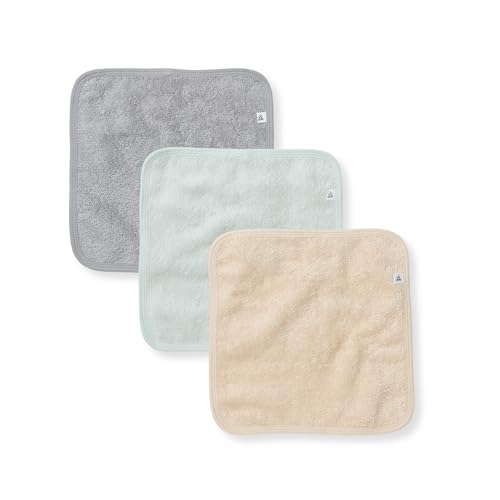 Image of Burt's Bees Baby Infant Washcloths, 100% Organic Cotton, Soft and Super Absorbent Knit Terry & Woven Terry Wash Cloth
