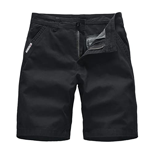 Short cargo homme baggy décontracté uni avec fermeture éclair et boucle
