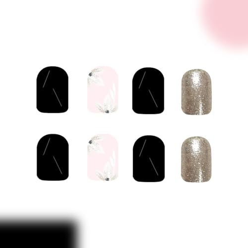 24Pcs Square Press on Nails Glossy Designs French Fake Nails Acrylic False Nails,Artificial Nails Glues on Nails Women - Image 7
