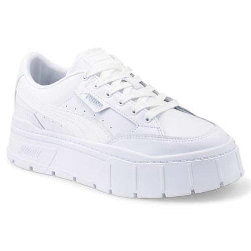 PUMA Womens Mayze Stack Leather Platform Lace Up Sneakers Shoes Casual - White - Size 11 M2